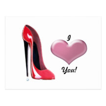 Art stylet rouge de chaussure de talon haut carte postale