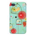 Art vert mignon d'oiseaux de cage coques iphone