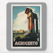 Art vintage d'affiche de voyage d'Agrigente Italie Tapis De Souris