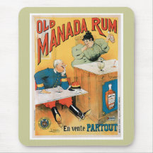 Art vintage d'annonce de boissons de vieux rhum de tapis de souris