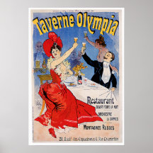 Art vintage d'annonce de restaurant d'Olympia de T Affiche