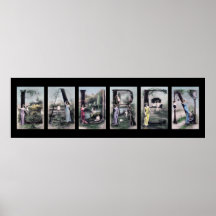 Art vintage de nom de lettre d'alphabet de LAUREN Posters
