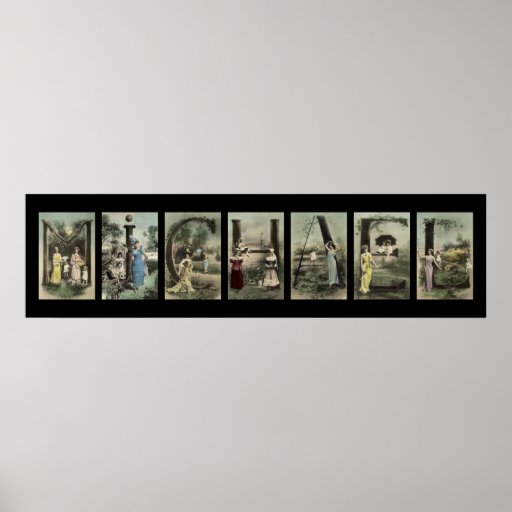 Art vintage de nom de lettre d'alphabet affiches