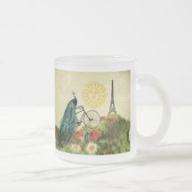 Art vintage de paon avec Tour Eiffel Tasses À Café