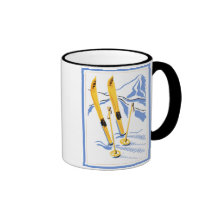 Art vintage de ski tasse