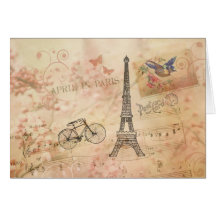 Art vintage de Tour Eiffel Cartes De Vœux