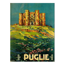 Art vintage de voyage de Castle del Monte Puglie Cartes Postales