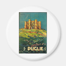 Art vintage de voyage de Castle del Monte Puglie Aimant