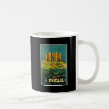 Art vintage de voyage de Castle del Monte Puglie Tasse À Café