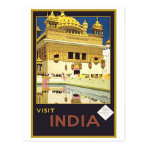 Art vintage de voyage de l'Inde de visite Cartes Postales