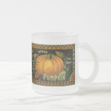 Art vintage d'étiquette de produit ; Citrouille de Mugs