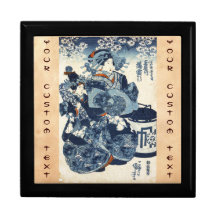 Art vintage japonais frais de rouleau de geisha d' boîte à bijoux
