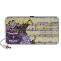 Art vintage musical jaune pourpre Nouveau de paon Haut-parleur iPod