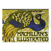 Art vintage Nouveau, plume du paon de Macmillan Carte De Vœux