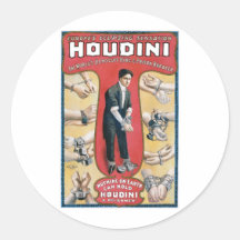 Artiste d'évasion vintage de menotte de ~ de Houdi Autocollant Rond