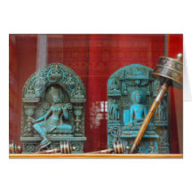 Arya Tara et seigneur Bouddha, Bodha, Népal Carte De Vœux