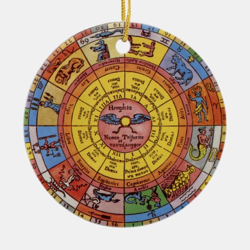 Astrologie céleste vintage, roue antique de zodiaq ornement