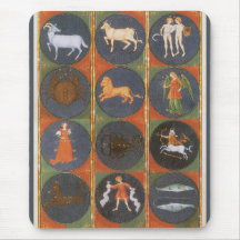 Astrologie vintage, diagramme céleste de zodiaque, tapis de souris