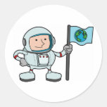 Astronaute Autocollants Ronds