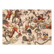Astronomie vintage, carte céleste de diagramme en  invitation