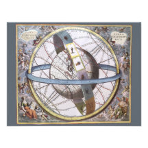 Astronomie vintage, Planisphere céleste de zodiaqu Invitations Personnalisées