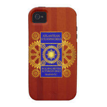Atlantean Steamworks - Gold and Blue on Cherrywood iPhone 4/4S Cover