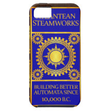 Atlantean Steamworks - Gold & Blue on Brown iPhone 5 Covers
