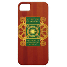 Atlantean Steamworks - Gold & Green on Cherrywood iPhone 5 Cases