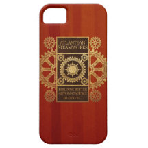 Atlantean Steamworks - Gold & Leather on Wood iPhone 5 Covers