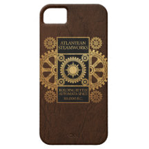 Atlantean Steamworks - Gold on Black & Brown iPhone 5 Cover