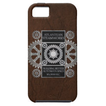 Atlantean Steamworks - Silver on Black & Brown iPhone 5 Cases