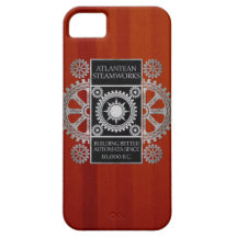 Atlantean Steamworks- Silver on Black & Cherrywood iPhone 5 Case