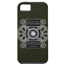 Atlantean Steamworks - Silver on Black & Green iPhone 5 Covers