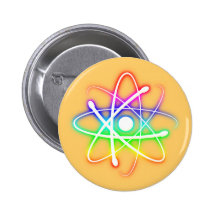 Atome rougeoyant coloré - bouton pin's