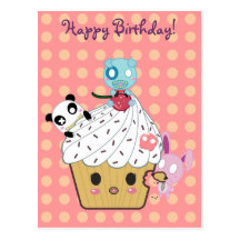 Attaque de petit gâteau d'anniversaire ! Carte pos