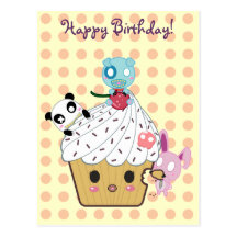 Attaque de petit gâteau d'anniversaire ! carte postale