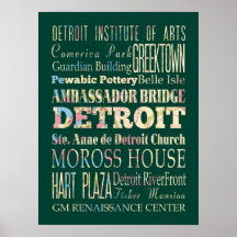 Attraction et endroits célèbres de Detroit, Michig Posters