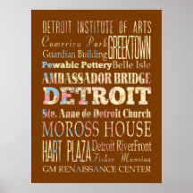 Attraction et endroits célèbres de Detroit, Michig Posters