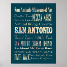 Attraction et endroits célèbres de San Antonio, TX Affiches