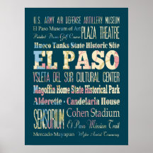 Attraction et endroits célèbres d'El Paso, le Texa Posters