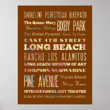 Attractions et endroits célèbres de Long Beach, CA Affiches