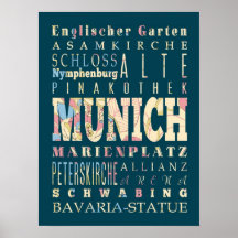 Attractions et endroits célèbres de Munich, Bavièr Posters