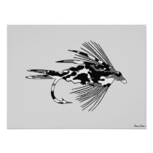 Attrait noir de pêche de mouche de Camo Impression Photographique