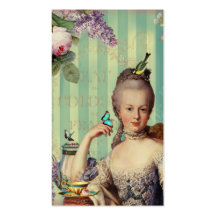 Au de Thé petit Trianon sur l'ivoire avec les rose Modèle De Carte De Visite