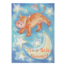 Au-dessus de l'invitation de "baby shower" de lune