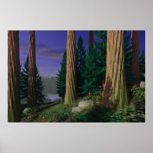 Aube dans la forêt antique poster