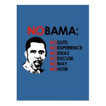 AUCUNE EXPÉRIENCE, NOBAMA CARTE POSTALE