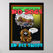 AUCUNS CHIENS DANS DES MAGASINS DE BÊTES AFFICHE