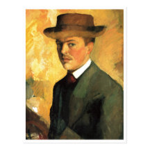 August Macke - autoportrait avec de l'huile du cha Cartes Postales