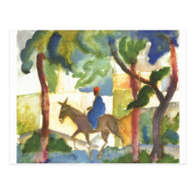 August Macke - cavalier d'âne Eselreiter 1914 Cartes Postales